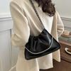 Pure Color Faux Leather Shoulder Bag Women's Summer New Style Underarm Chain Crossbody Bag Soft Square Shape Polyester Lining KTB