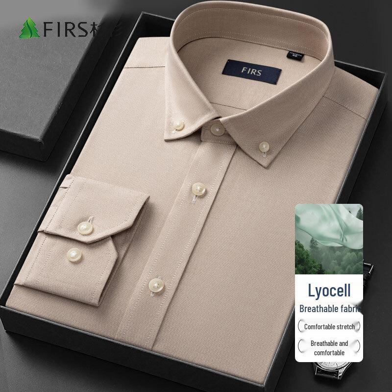 FIRS Men's Lyocell-Cotton Business Casual Long Sleeve Shirt