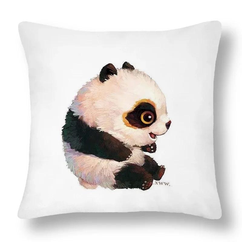 Cartoon Animal Panda Lion Pattern Cushion Cover Pillowcase Home Bedroom Living Room Sofa Car Decorative