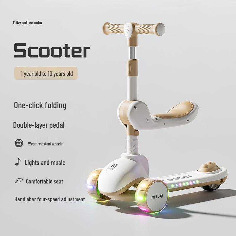 

Складной детский самокат с сиденьем, возраст 1-10 лет, для мальчиков и девочек