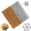 100 Pieces Glitter Golden & Silver Pipe Cleaners, Thick Fluffy Chenille Stems, Pipe Cleaner Crafts for Arts & Crafts