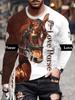 Men's T-Shirt Running Horse Graphic 3D Print Fashion Long Sleeve Crew Neck Unisex Tee Shirt Casual Summer Personality Men's Top