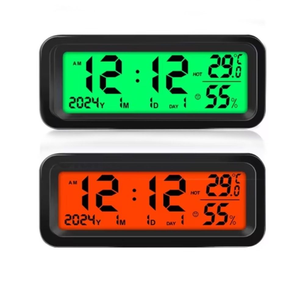 Digital Display Solar-Powered LCD Digital Car Clock Car Thermometer Humidity Gauge  Automotive