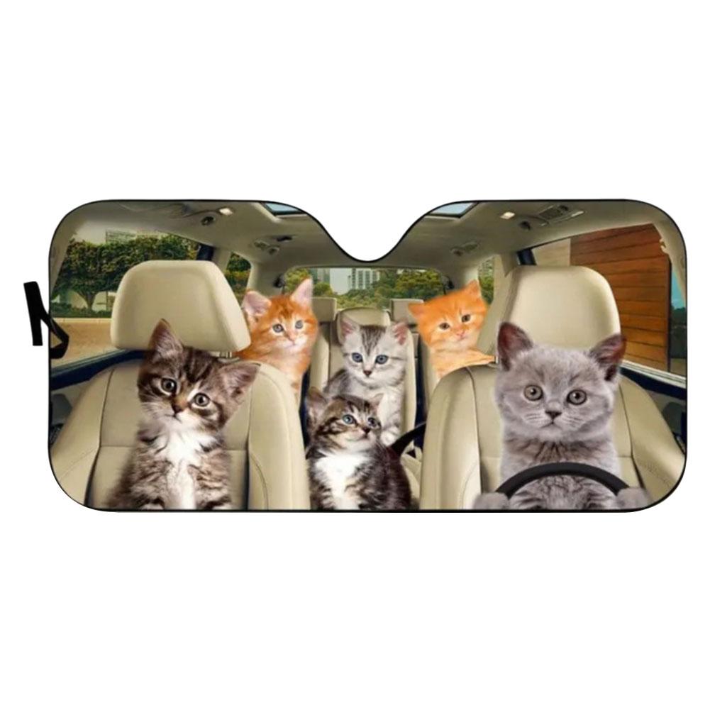 Car Sun Shade Windshield Bengal Cat Driver, Shocked Funny Cat Car Front Window Sunshades Cover, Keep Vehicle Cool UV