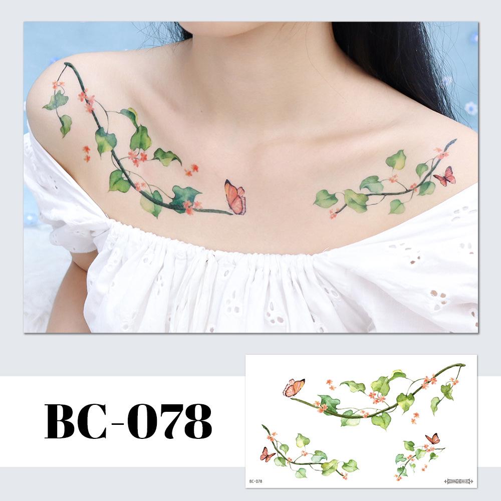 Rikalong High-End Feel Butterfly & Flower Waterproof Tattoo Stickers - Long-Lasting & Sexy Dopamine Colors 240*138mm