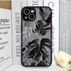 Palm Leaf Tree Black Leaves Phone Case for IPhone 16 15 14 11 Pro Max 13 12 Mini 7 8 14 15 16Plus SE X XS Matte Shockproof Cover