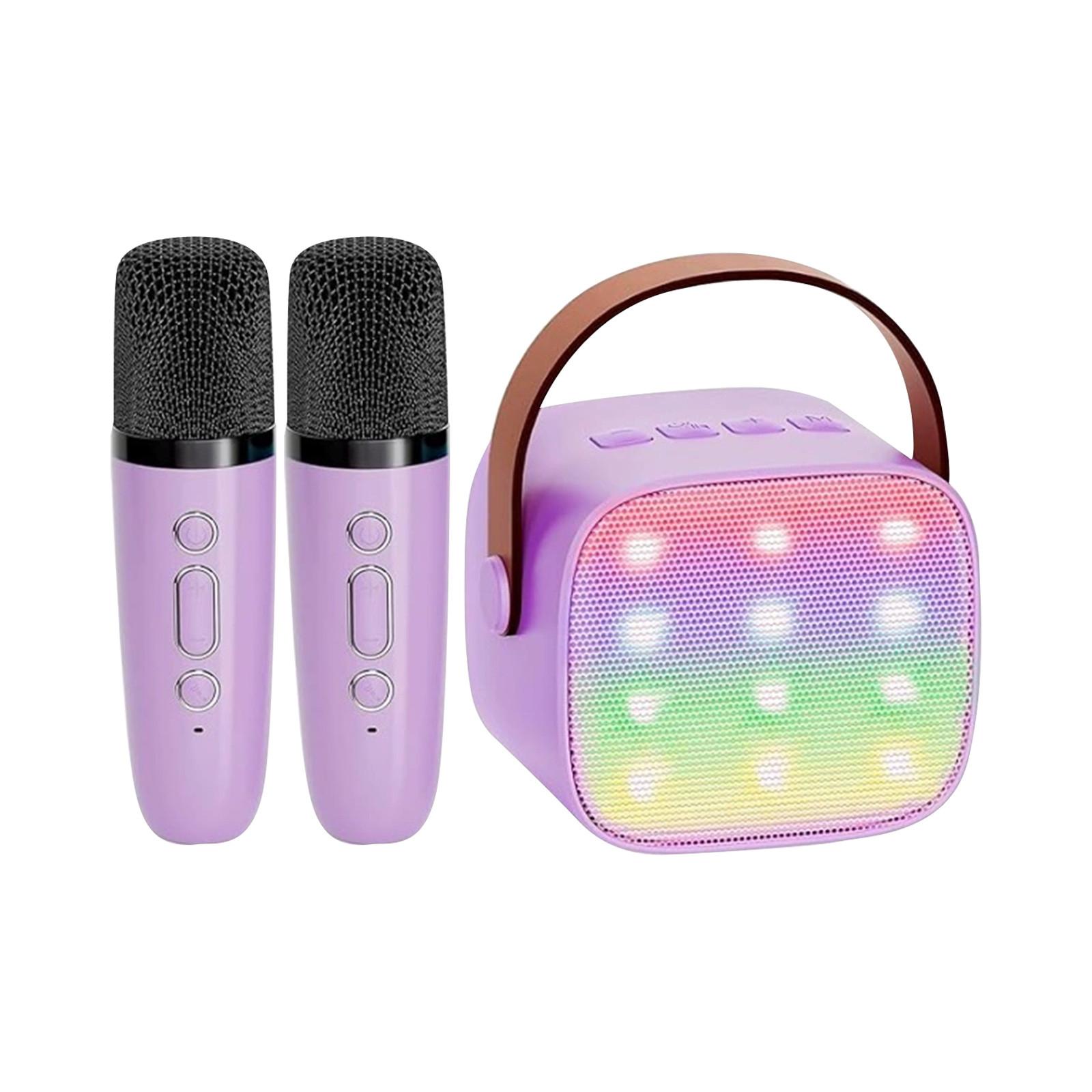 

KTV з різнокольоровими вогнями, бездротова дитяча аудіосистема, ручний портативний мікрофон, вбудований динамік Bluetooth, One Size фіолетовий