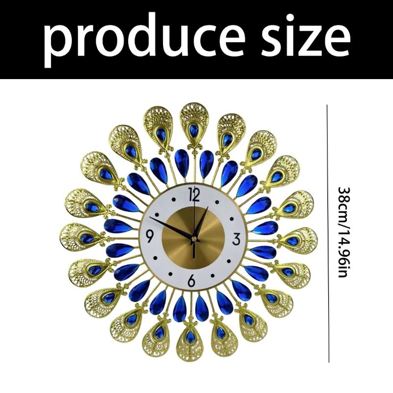 Crystal Leaves Wall Clock None-Ticking Silents Battery Operated Clocks Decorative Wall Clocks for Living Room Decors