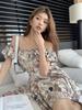 Spring/Summer 2026 French Retro Floral Off-Shoulder Waist-Cinched A-Line Dress