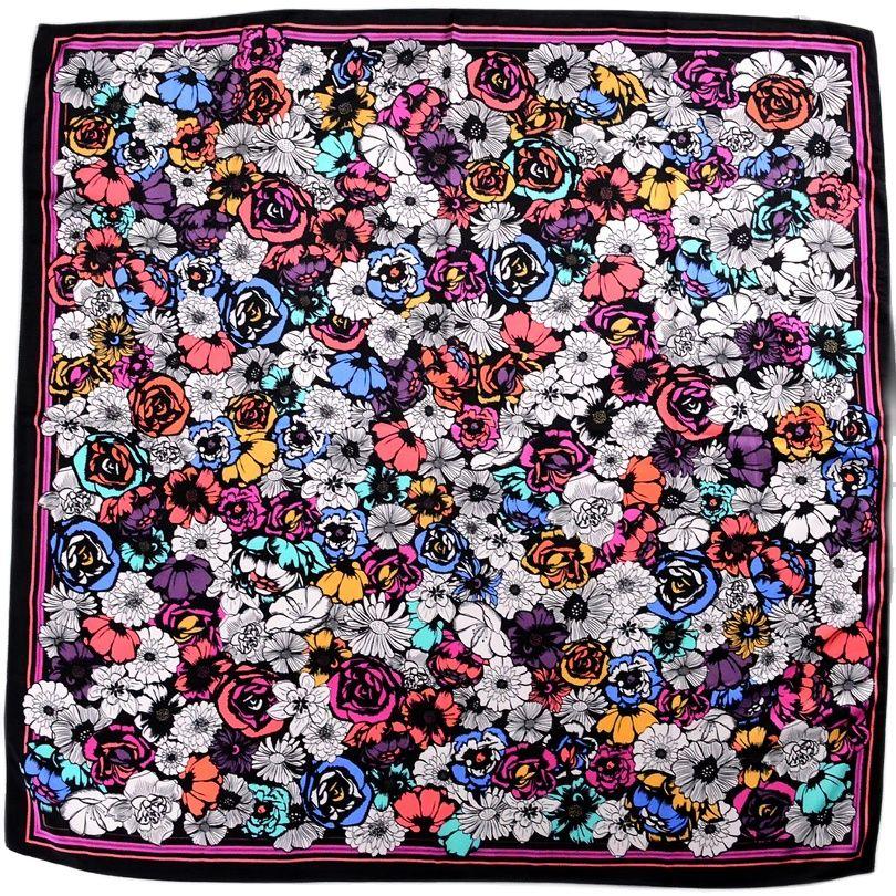 [BYSIFA] Brand Black Ladies Silk Scarf  New 90*90cm Matt Satin Square Scarves Fashion Accessories Spring Autumn Silk Scarf