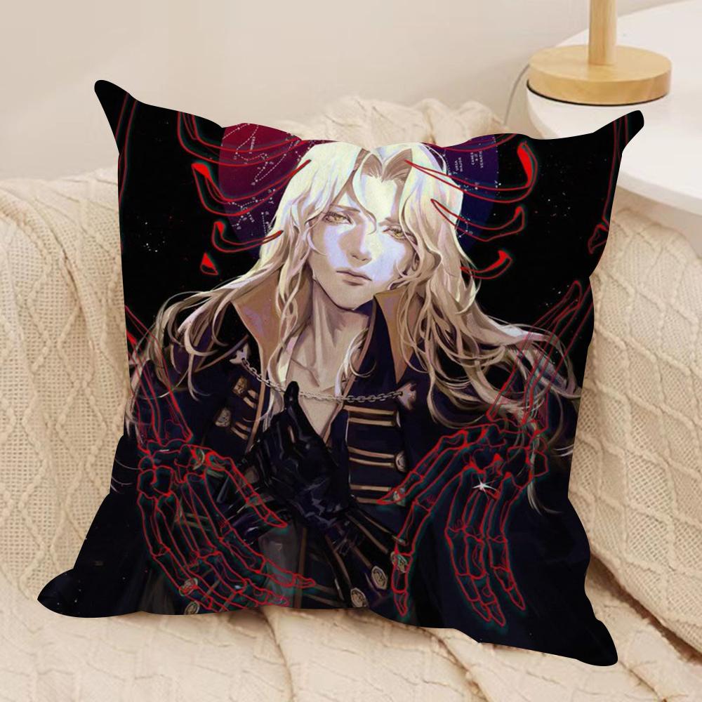 Anime CCastlevania Cushion Cover Silky Short Plush DoubleSided Printed Pillow Case for Sofa All Seasons Home Decor Gift