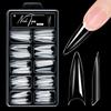 Alomd/Coffin/Square/Stiletto Fake Nail Tips Clear Acrylic False Nails 10Sizes Press On Nail for DIY Nail Extensions