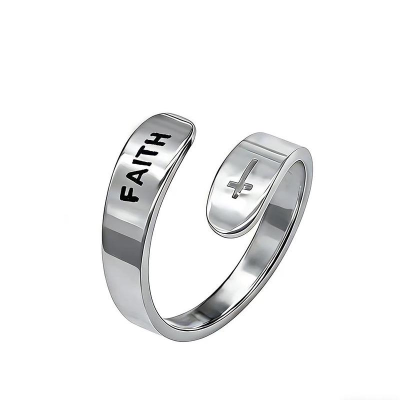 Retro Open Stainless Steel 'I Am Enough' Double Layer Ring for Women