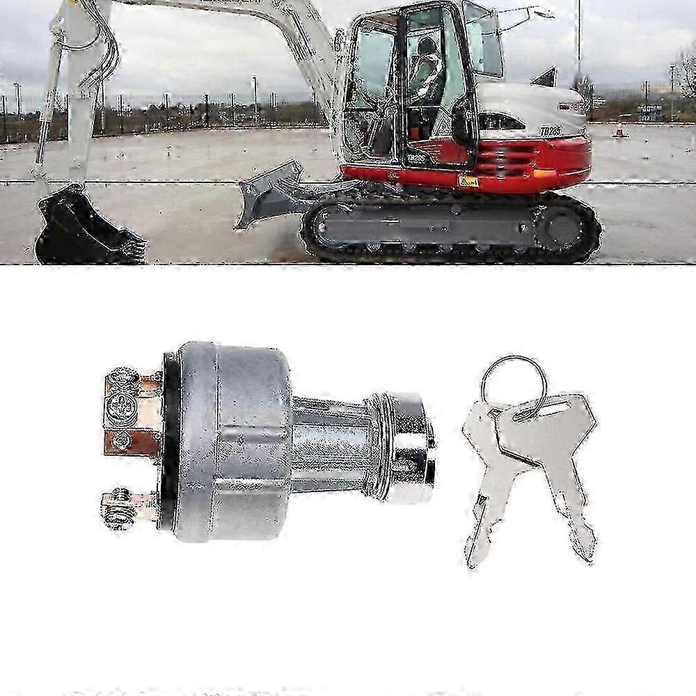 Ignition Switch Compatible with Takeuchi Excavator Digger Models H806 and Others, Includes 2 Keys for Convenience