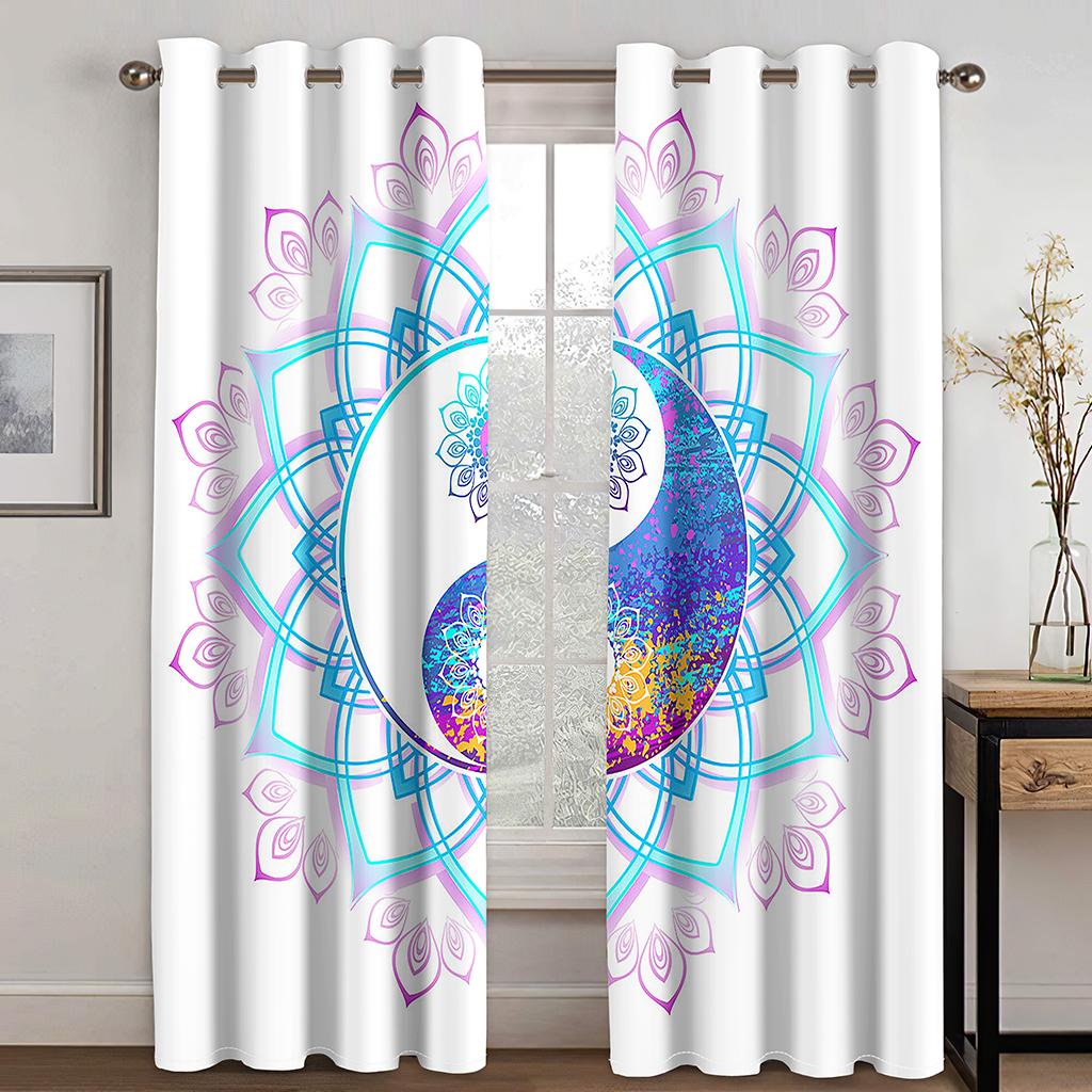 Chinese Style Taiji Bagua Design Taoist Traditional Culture Curtains 2 Panels Luxury Living Room Bedroom Window Decor Curtains