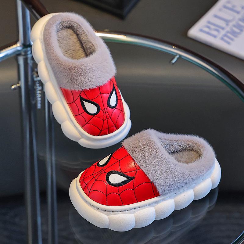 Boys' 2026 Waterproof Leather Baby Cotton Slippers