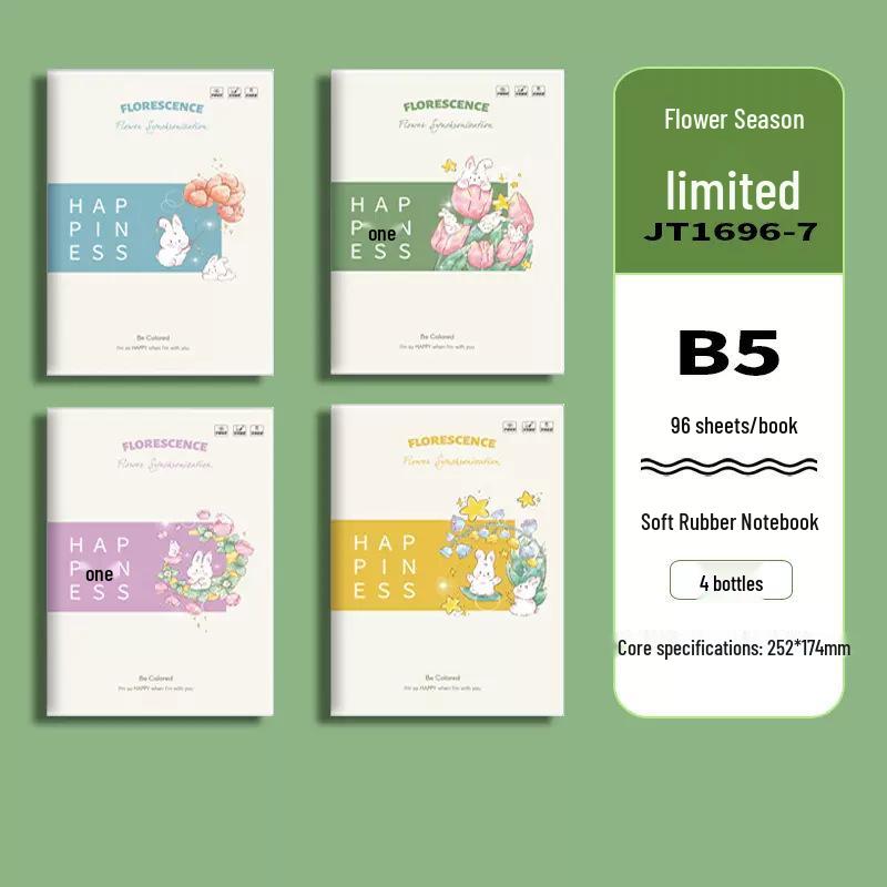 Soft Leather Student Notebook - A5/B5 Lined, Thick Cartoon Diary