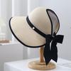 Large Brim Summer Straw Hat Bowknot Design Wide Brim Hat Elegant Empty Top Sun Hat  for Women