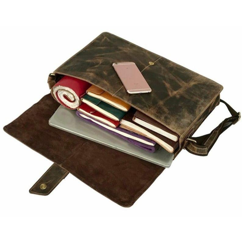 Большая кожаная сумка MESSENGER 18 дюймов для мужчин — фото 4