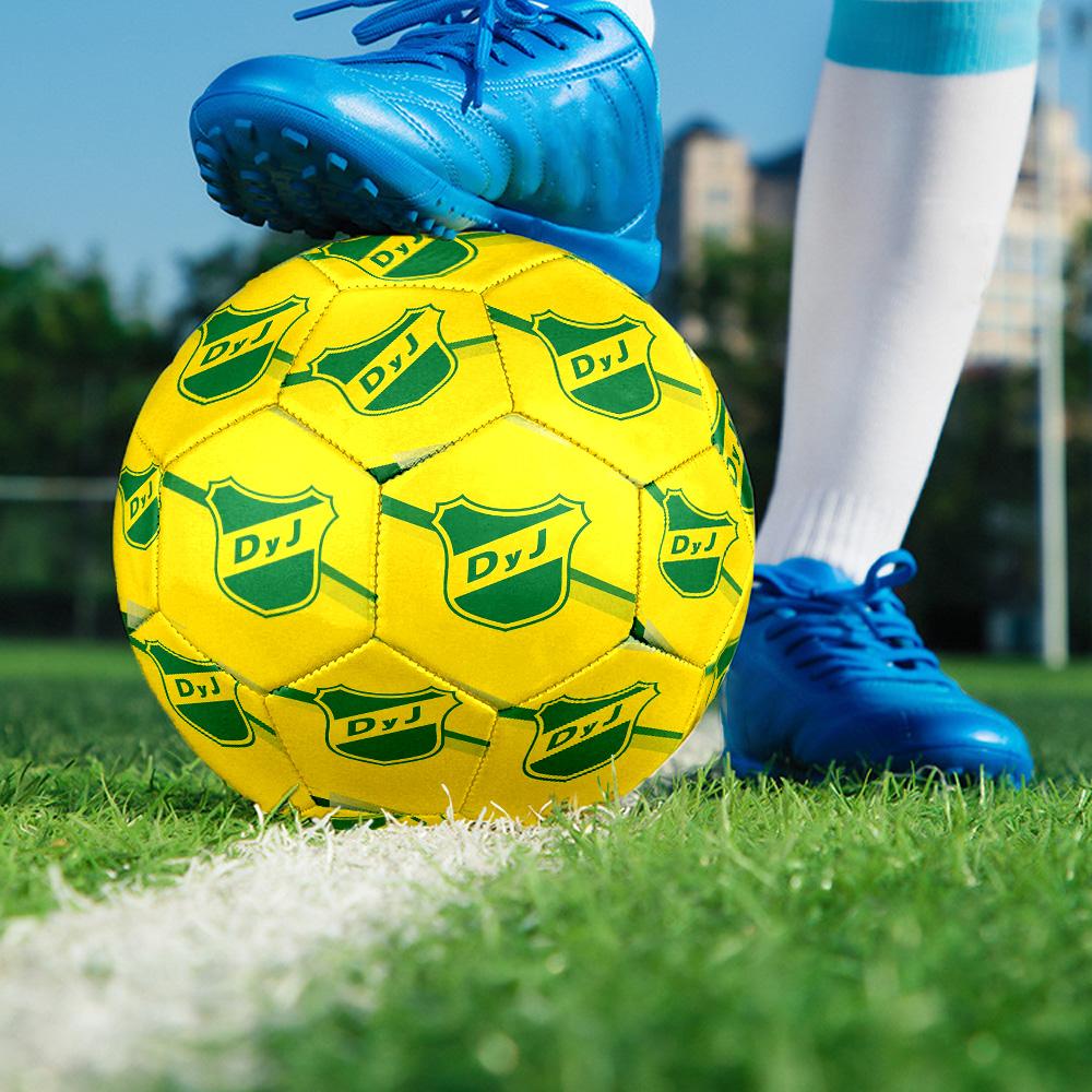 Defensa y Justicia Indoor Soccer Ball Size 5 Colorful All Ages Machine Stitched PVC Competition Ready Durable High-Bounce