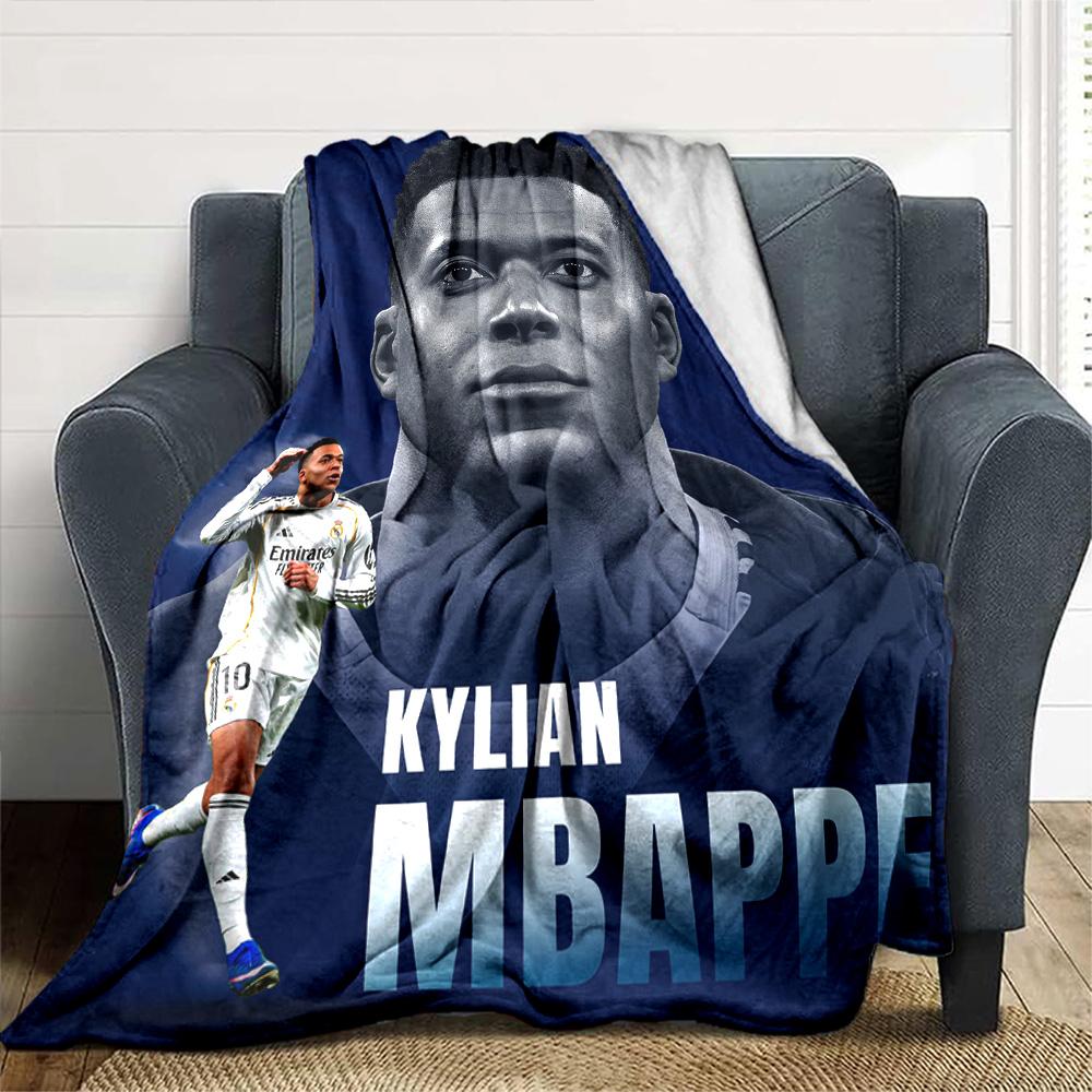 Star Player Kylian Mbappé Blanket Durable Comfort Perfect for Chair Picnics Office for All Occasions Playful Design