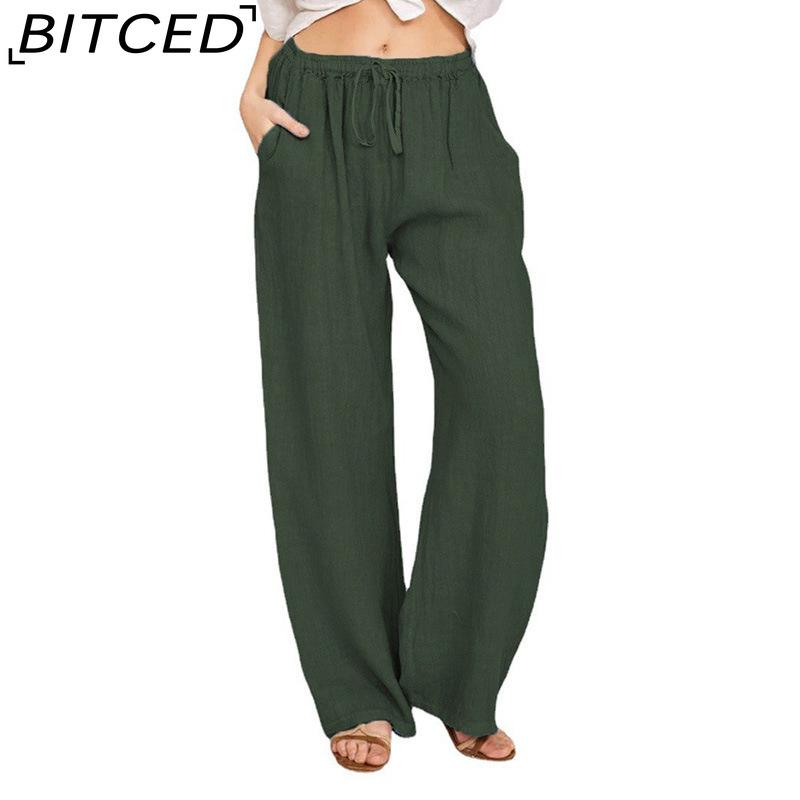 BITCED 10Color Women's Fashion Casual Solid Color Print Pants & Capris