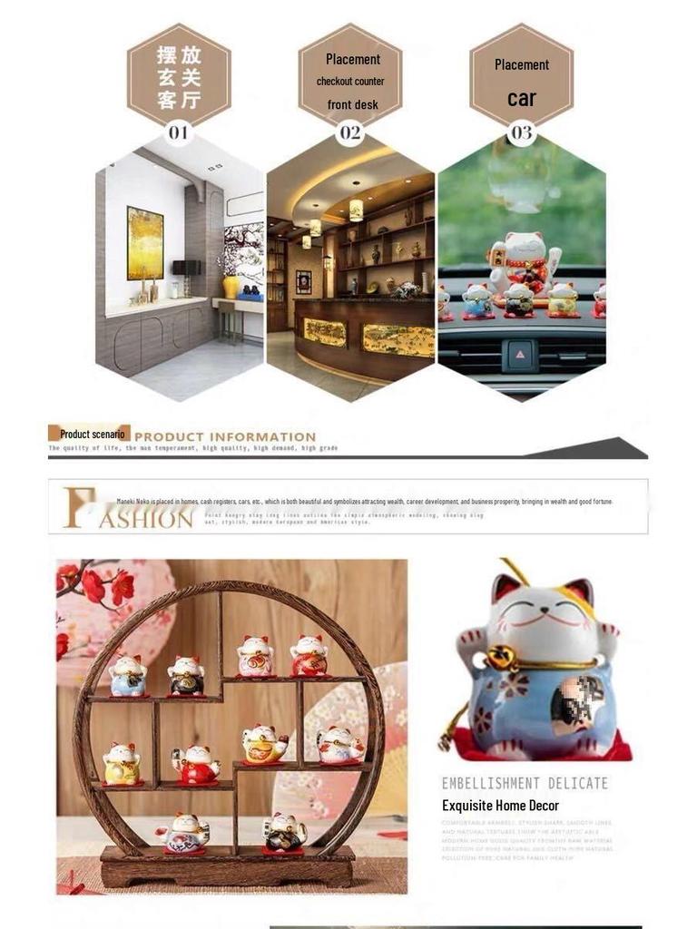 Ceramic Lucky Cat Ornament for Home Decor, Living Room, and TV Cabinet