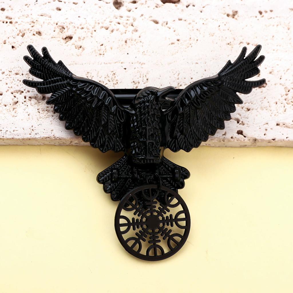 Vintage Viking Black Crow Necklace Odin Raven Compass Rune Pendant Keychain for Men Women Gothic Jewelry