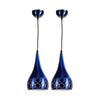 Metal Cut Hanging Light Ceiling Pendant Lamp, 6" Small, Blue, Pack of 2