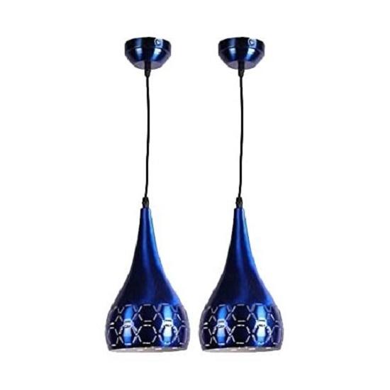 

Metal Cut Hanging Light Ceiling Pendant Lamp, 6 Small, Blue, Pack of 2