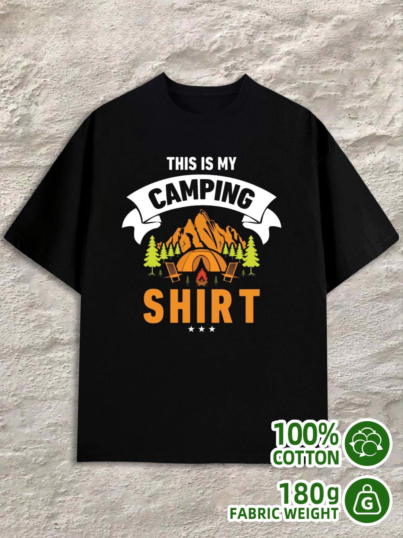 T-Shirt Y2K Camping Adventure Black Regular Fit 3XL
