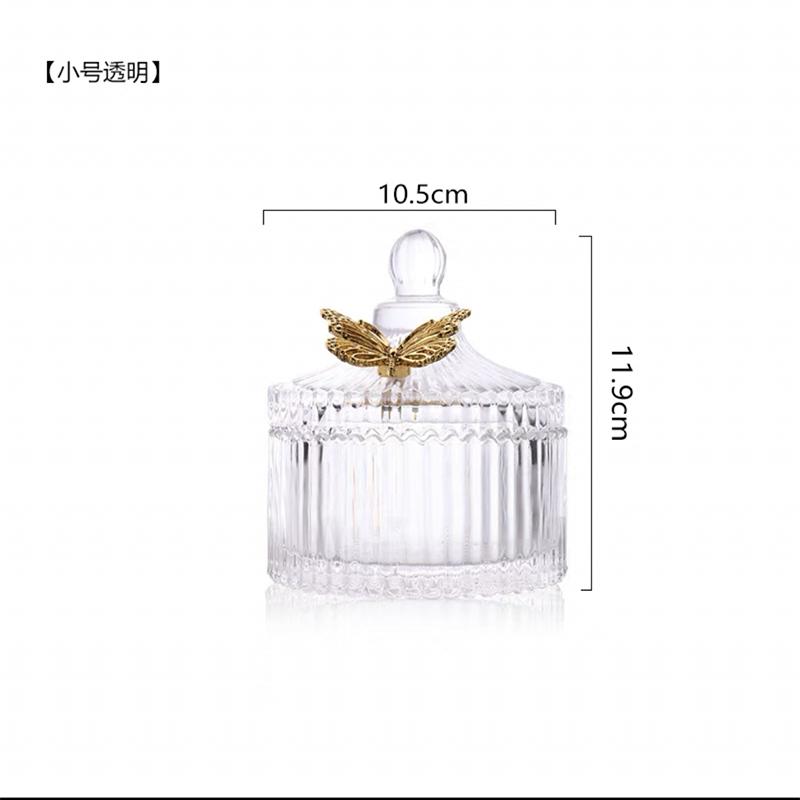 Golden Butterfly Dragonfly Crystal Glass Storage Jar Jewelry Box Sugar Bowl Household Aromatherapy Candle Bottle Glass Container