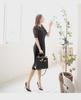 2025 Korean Style Lace Elegant Slim Dress - Short Sleeve, Medium-Long Length