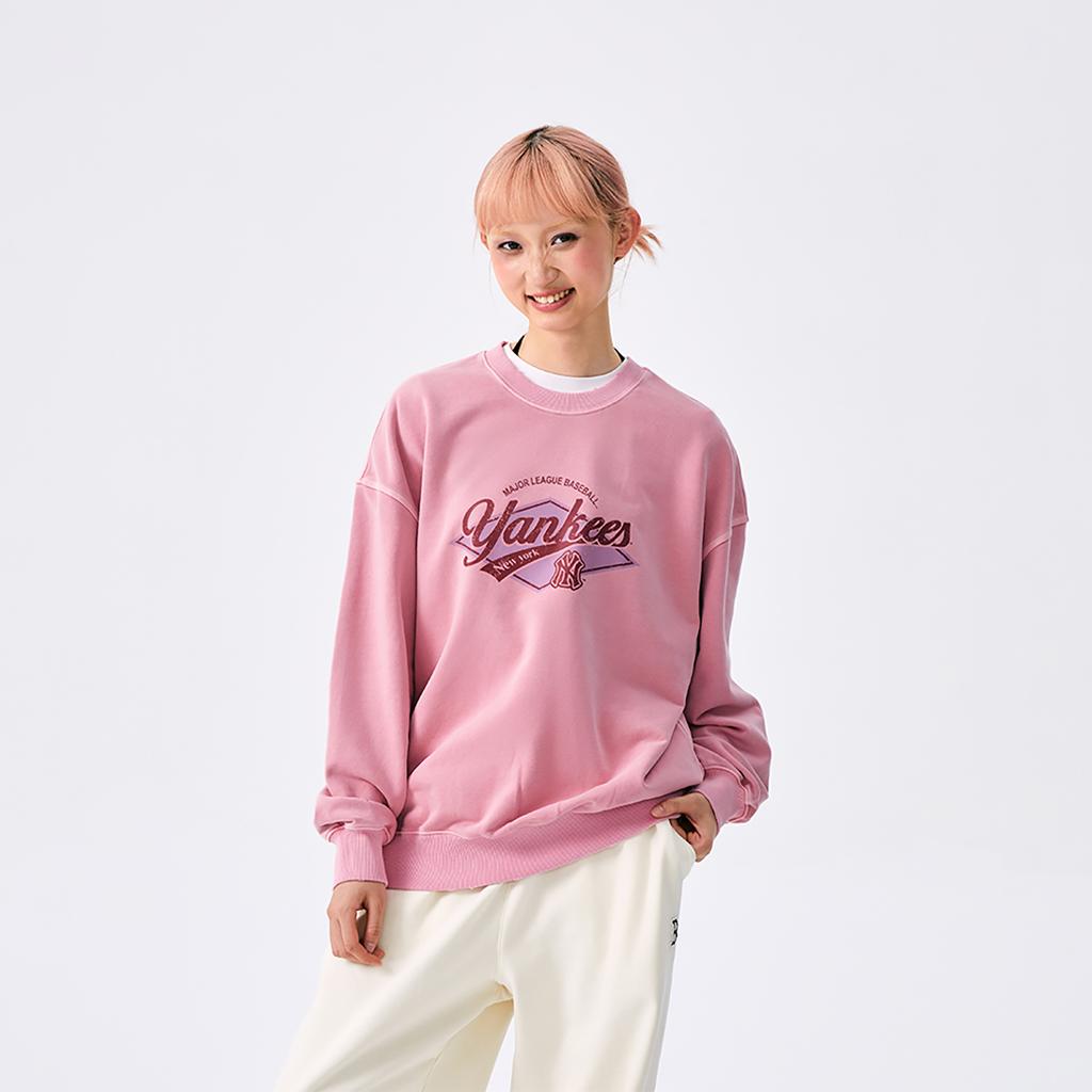 New MLB MLB Preppy Style Collection New York Yankees SS25 Sweatshirt Unisex Light Peach Pink 3AMTV0751-50PCL