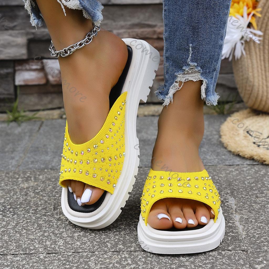 Fashion Comemore Summer Slippers for Women Outside Wear Retro Thick Bottom Roman Beach Sandals Casual Mesh Breathable Open Toe Slides
