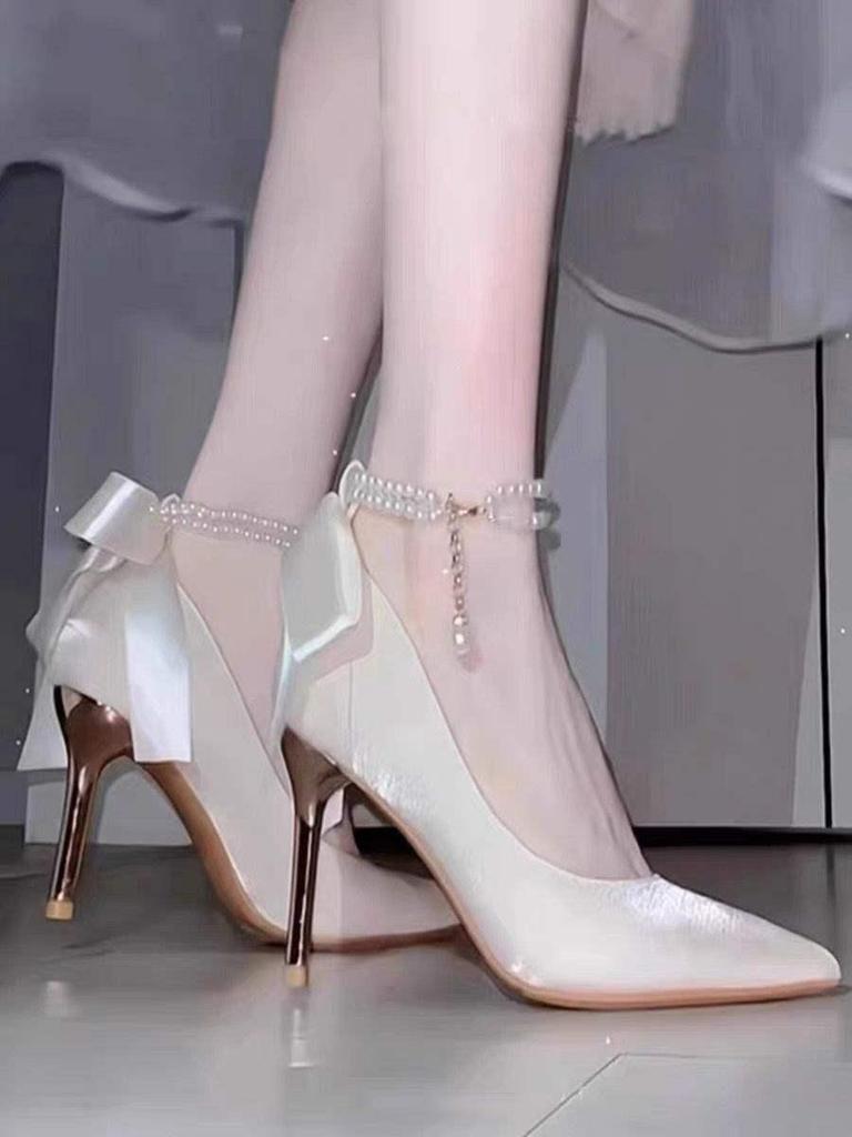 Damskie szpilki z francuskiego jedwabiu satynowego - Idealne dla druhen, panien młodych, do noszenia na co dzień, do sukni ślubnej lub na ceremonię wejścia w dorosłość