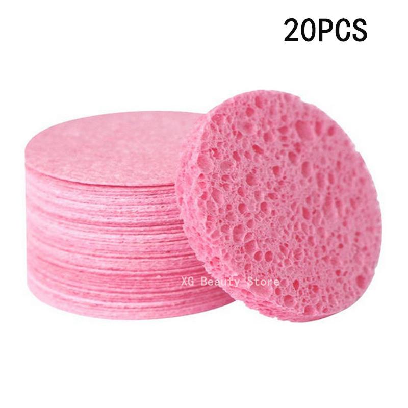 5/10/20/50/100PCS Reusable Compressed Makeup Puff Round Facial Sponges Pad Set - Natural Exfoliating Cleansing Pads for Face