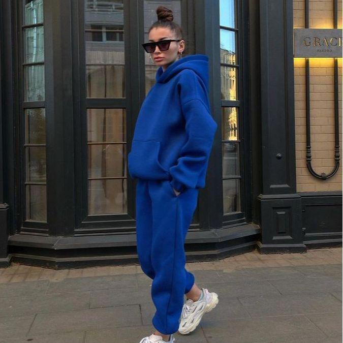 2024 Autumn Women's Plus Size European & American Sports Set - Casual Two-Piece Hoodie