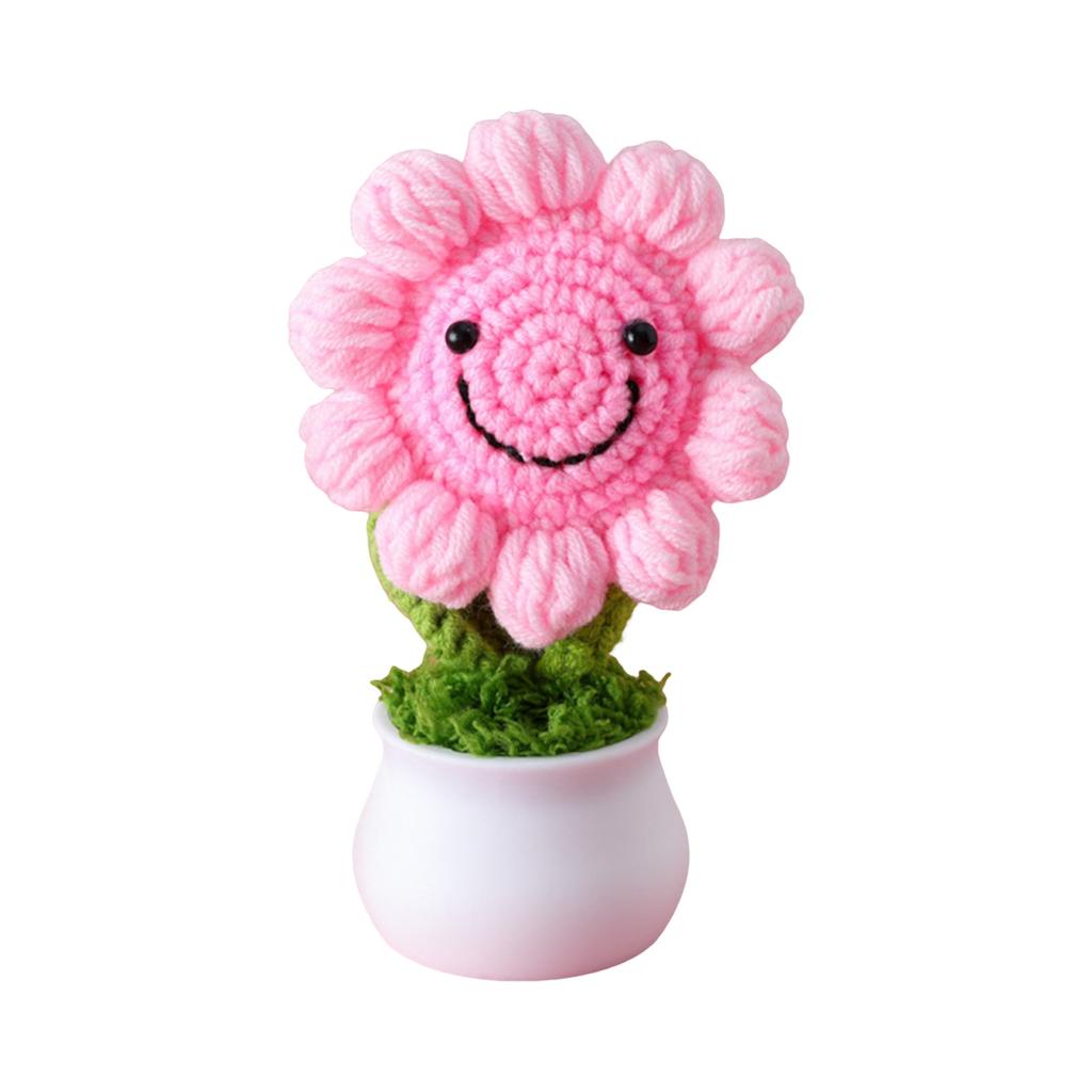 Single Handmade Crocheted Puff Flower Pot - Multicolored Decorative Flower For Home, Or Gifting (Choose Your Favorite Color)