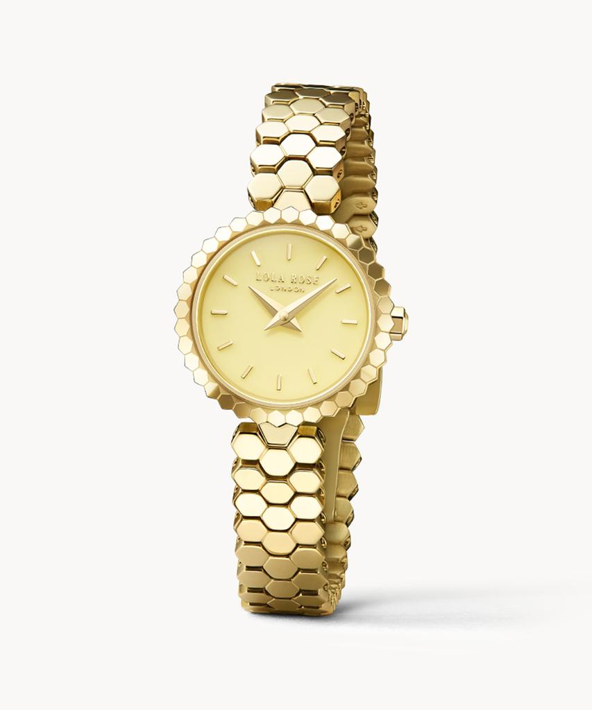 Lollalojeu Honeycomb Yellow Onyx Gold Women'S Wristwatch