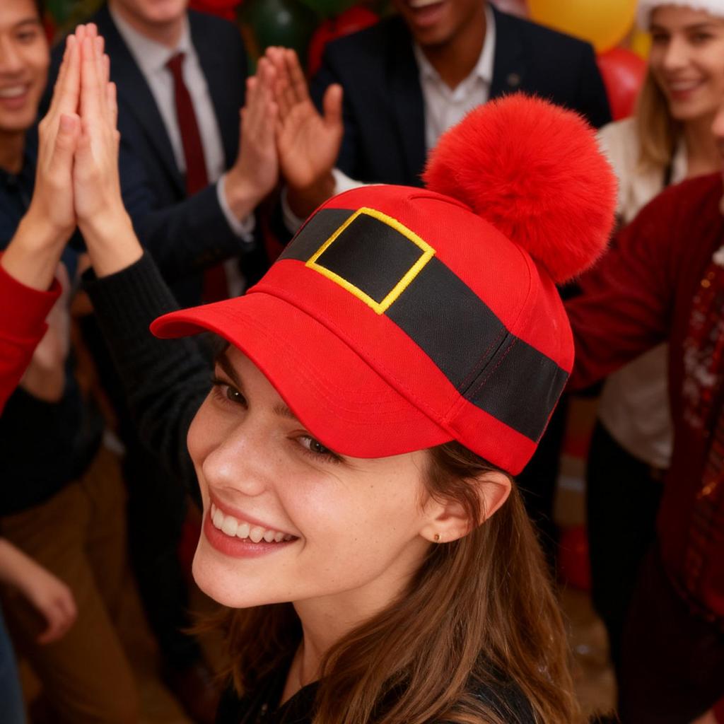 Christmas Baseball Hat Red Holiday Festive Headwear Holiday Baseball Caps For Men Women Adults Him Her Friends Family