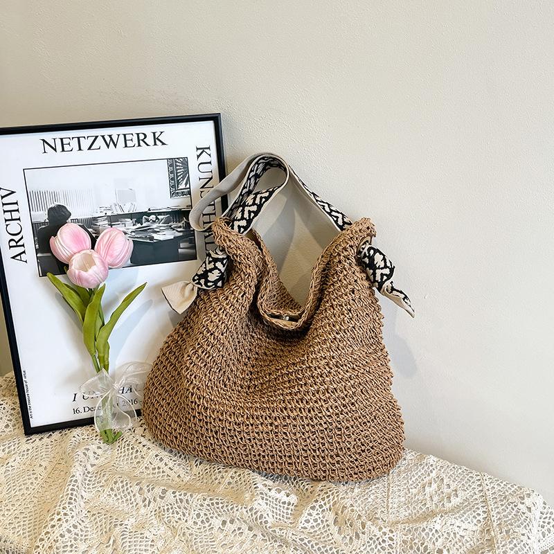 

New niche popular beach bag straw woven tote bag shoulder women s bag хаки