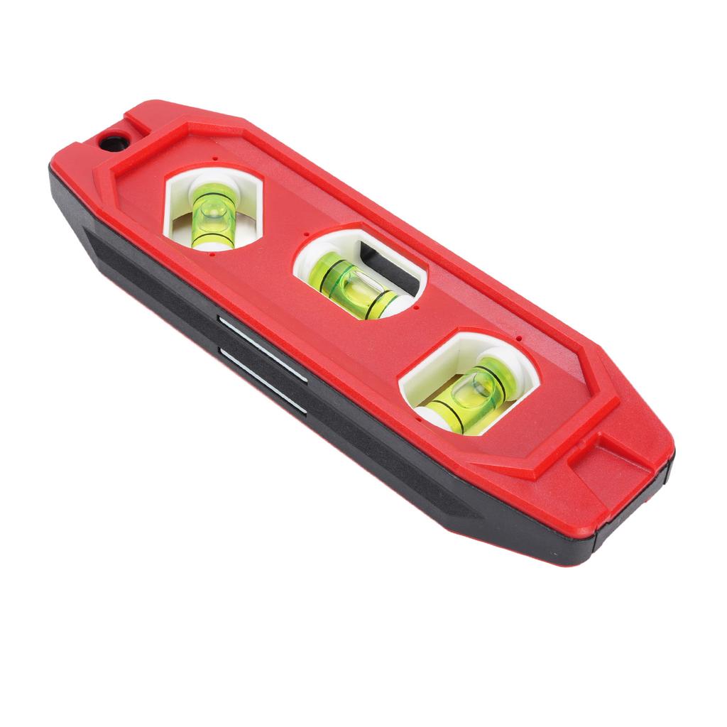 Triple Bubble Level Mini Portable with Magnetic Base 1mm Accuracy Large Bubbles Plastic 15cm