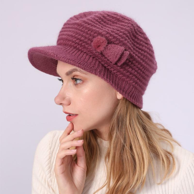 Duck Tongue Hat Women's Autumn Winter Knitted WoolenHats & Caps Velvet Insulation Cold Resistance Fashion Beret Hat