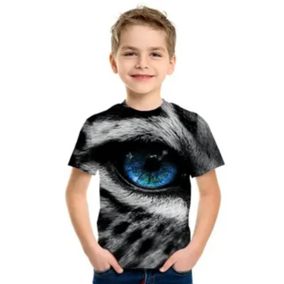Kinder T-Shirts O-Ausschnitt Tops Polyester Freizeit Sportbekleidung Bequeme T-Shirts Kurzarm 3D Druck T-Shirt