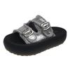 Summer belt buckle fashionable thick-bottomed slippers female 2025 new outer wear fairy wind soft bottom seaside cool slippers