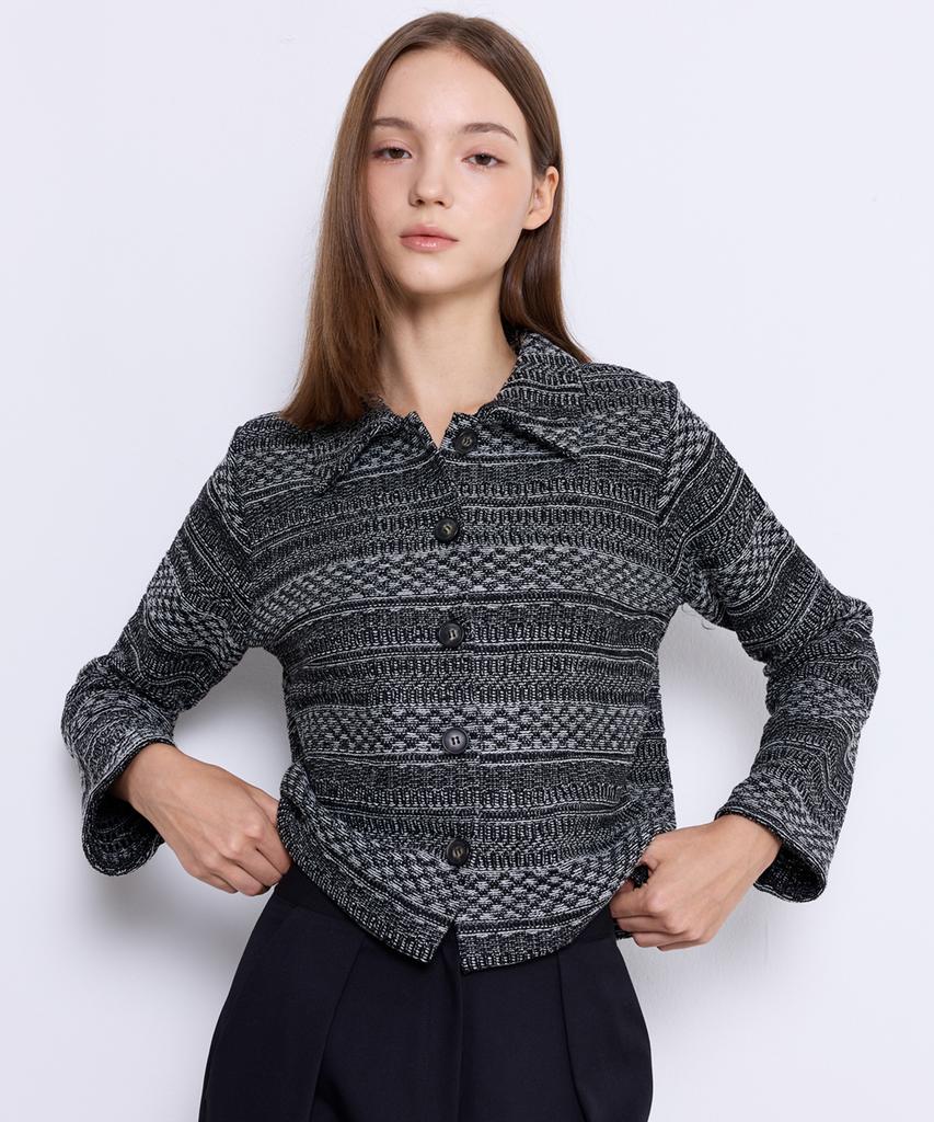 MANAVIS7 Slim Fit Crop Cardigan [Black]