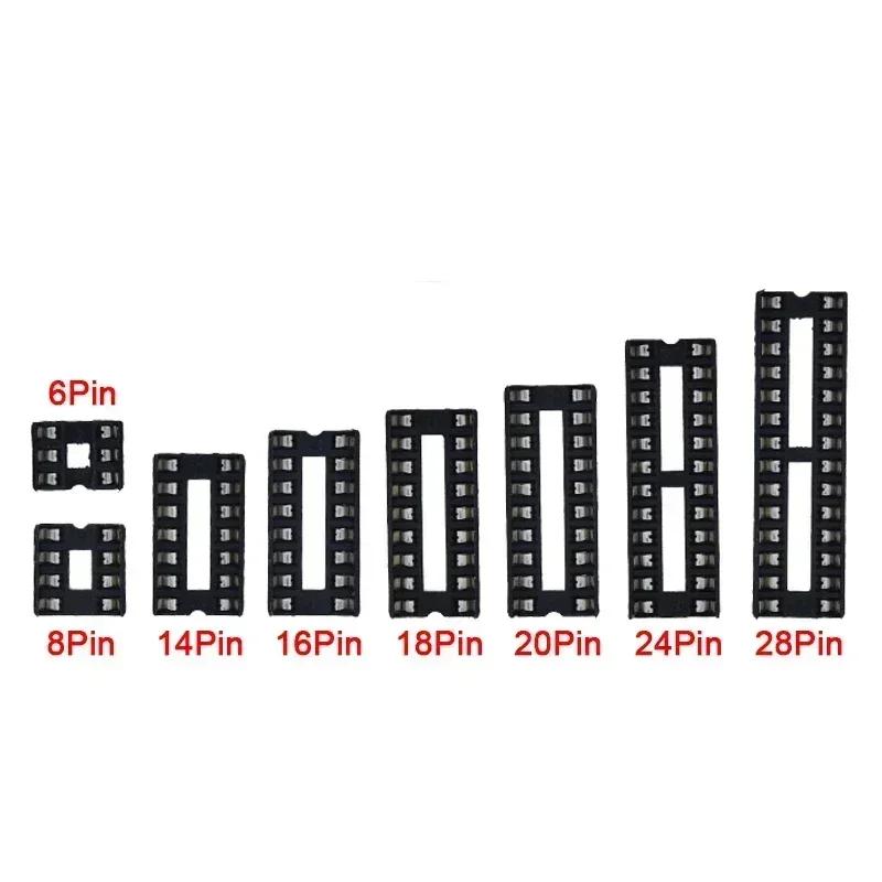 10PCS IC Sockets 6Pin 8Pin 14Pin 16Pin 18Pin 20Pin 24Pin 28Pin DIP Socket Chips Base DIP IC Sockets Adaptor