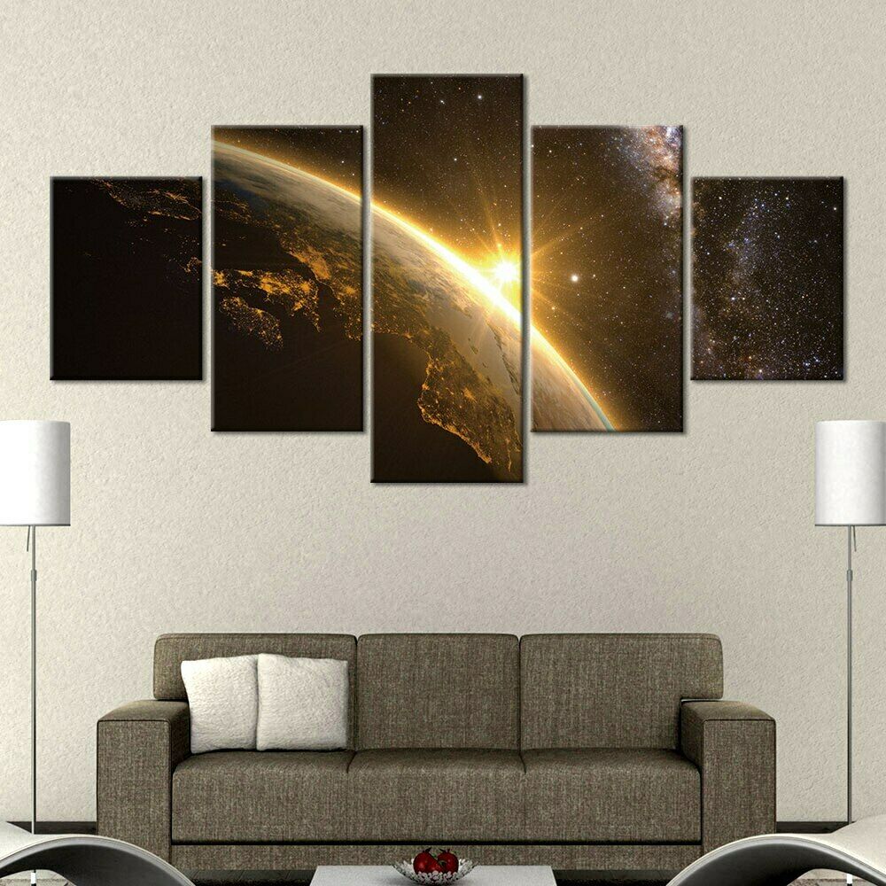 5Pcs Planet Galaxy Universe Pictures Canvas Wall Poster 5 Panel 5 Pieces HD Print Modern Abstract Paintings