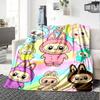 Kawaii Bubu Print Flannel Blanket High Quality Warm Comfortable Cover for All Seasons Perfect for Gifts Home Decor
